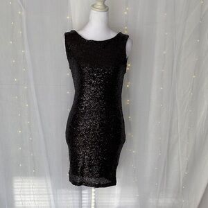 Crystal Doll Black Sequin Mini Dress